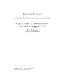 Optical Studies of the Structure and Dynamics of