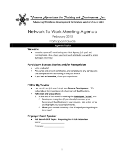 Network To Work Meeting Agenda