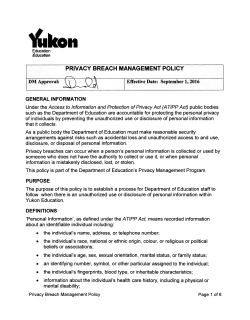 Privacy Breach Management Policy