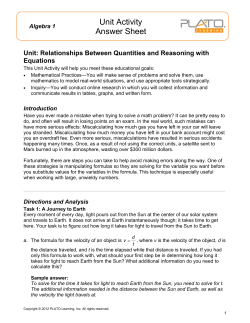 Unit Activity Answer Sheet