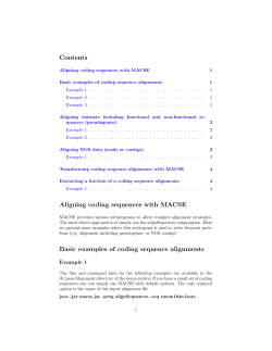 Contents Aligning coding sequences with MACSE Basic