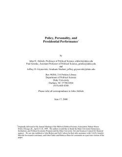 Policy, Personality, and Presidential Performance*