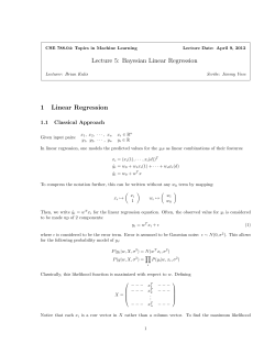 Lecture 5: Bayesian Linear Regression 1 Linear Regression