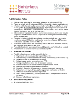 1. BI Infraction Policy 1.1. Possible Infractions 1.2. Infraction Policy