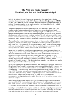 The ANC and Social Security - Poverty and Inequality Initiative