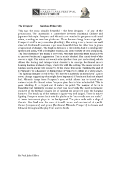 By Prof. John Gillies The Tempest Guizhou University This was the