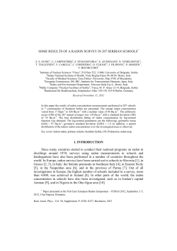 SOME RESULTS OF A RADON SURVEY IN 207 SERBIAN