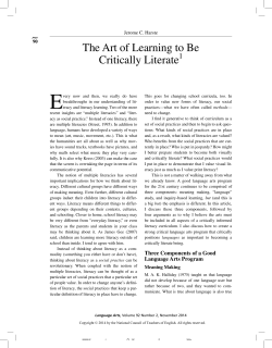 The Art of Learning to Be Critically Literate