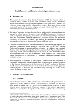 Discussion paper Establishment of a multilateral investment dispute