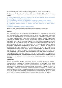 Conservation Agriculture for combating land degradation in Central
