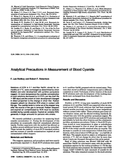 Analytical Precautions in Measurement of Blood Cyanide