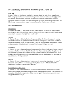 In-Class Essay: Brave New World Chapter 17 and 18