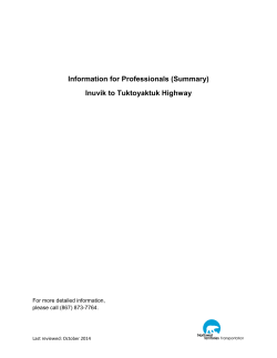 Information for Professionals - Northwest Territories Transportation