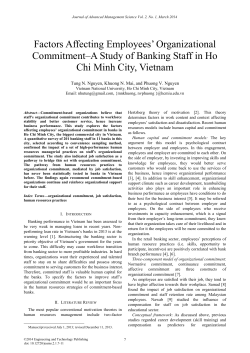 Factors Affecting Employees` Organizational Commitment&ndash;A Study