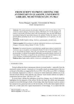 FROM SCRIPT TO PRINT: EDITING THE ANTIDOTARY IN