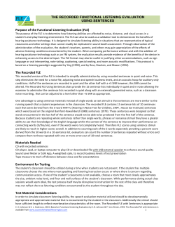 THE RECORDED FUNCTIONAL LISTENING EVALUATION USING