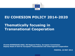 EU COHESION POLICY 2014-2020 Thematically