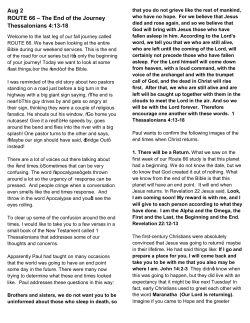 Aug 2 ROUTE 66 &ndash; The End of the Journey Thessalonians 4:13-18