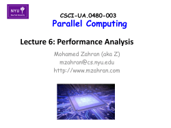 Parallel Computing Lecture 6: Performance Analysis
