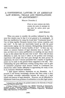 Continental Lawyer in an American Law School: Trials and