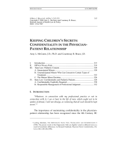 Keeping Children`s Secrets: Confidentiality in the Physician