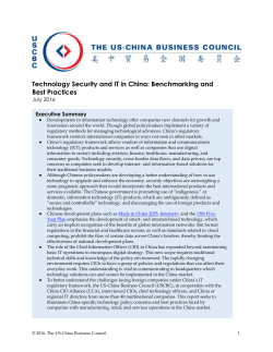 Technology Security and IT in China: Benchmarking and Best