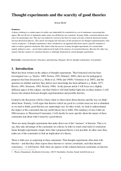 Thought experiments and the scarcity of good theories