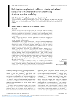 Defining the complexity of childhood obesity and related behaviours