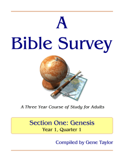 Bible Survey Section One: Genesis