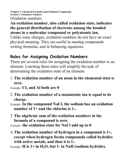 Chapter 7: Chemical Formulas and Chemical Compounds