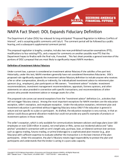 NAIFA Fact Sheet: DOL Expands Fiduciary Definition