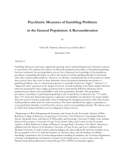 Psychiatric Measures of Gambling Problems in the General