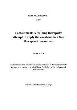 Containment: A training therapist`s attempt to apply the construct in a