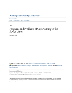 Programs and Problems of City Planning in the Soviet Union