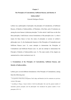 The Principles of Contradiction, Sufficient Reason, and Identity of