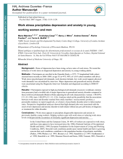Work stress precipitates depression and anxiety in young, working