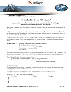 Do You Lead (or Govern) With Integrity?