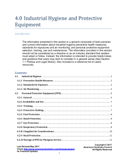 Industrial Hygiene and Protective Equipment