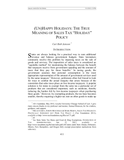 (un)happy holidays: the true meaning of sales tax &ldquo;holiday&rdquo; policy