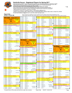 List of registered players&hellip; - Northville Soccer Association