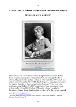 Frances Ivens (1870-1944): the first woman consultant