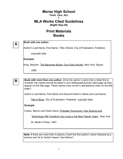 MLA Works Cited/Bibliography Guide Sheet