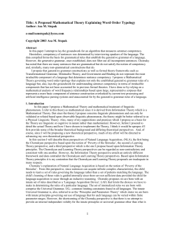 A Proposed Mathematical Theory Explaining Word Order