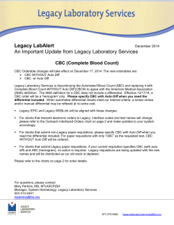 CBC Changes - Legacy Health