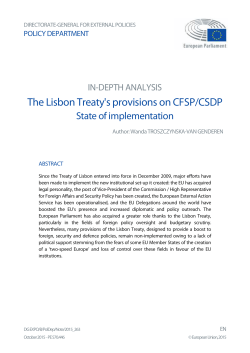 The Lisbon Treaty`s provisions on CFSP/CSDP