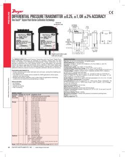 differential pressure transmitter ±0.25, ±1, or ±2% accuracy