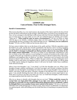 ACIM Edmonton - Sarah`s Reflections LESSON 160 I am at home