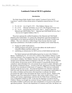 Landmark Federal MCH Legislation