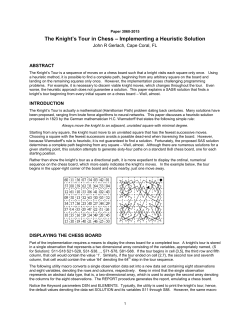 The Knight`s Tour in Chess -- Implementing a