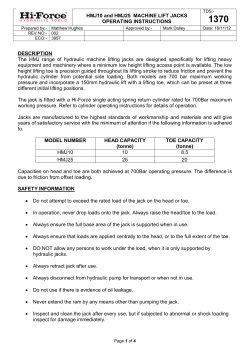 HMJ10 and HMJ25 MACHINE LIFT JACKS OPERATING
